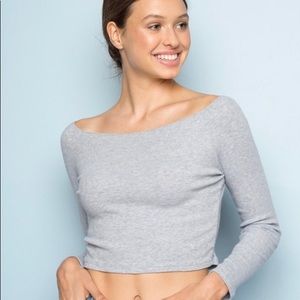BRANDY MELVILLE gray off the shoulder crop top